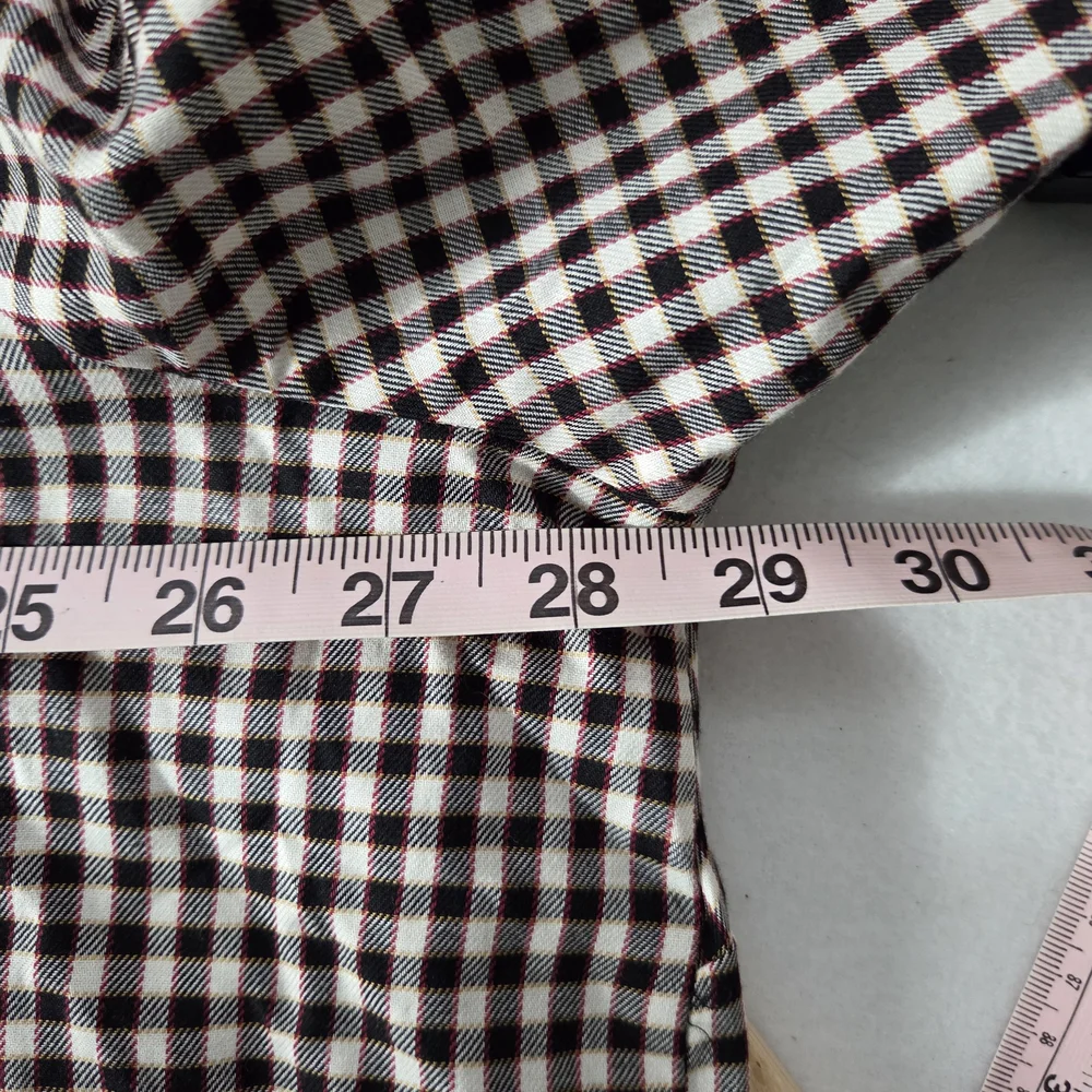Lane Bryant Size 24 NWT Black Red And White Gingham Plaid Ruffled Button Up - Picture 7 of 9
